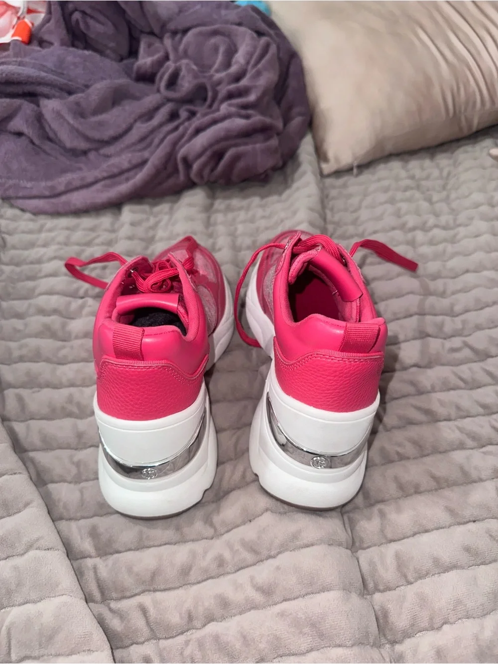 Michael Kors Hot Pink Katrina Lace-Up Sneakers